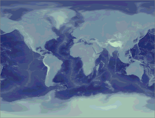 Hypsographic scale rendering of a global TIN